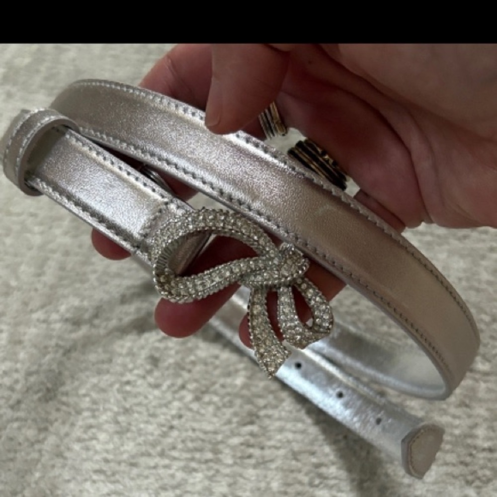 Ralph Lauren Collection Silver Belt with Bow Buckle
